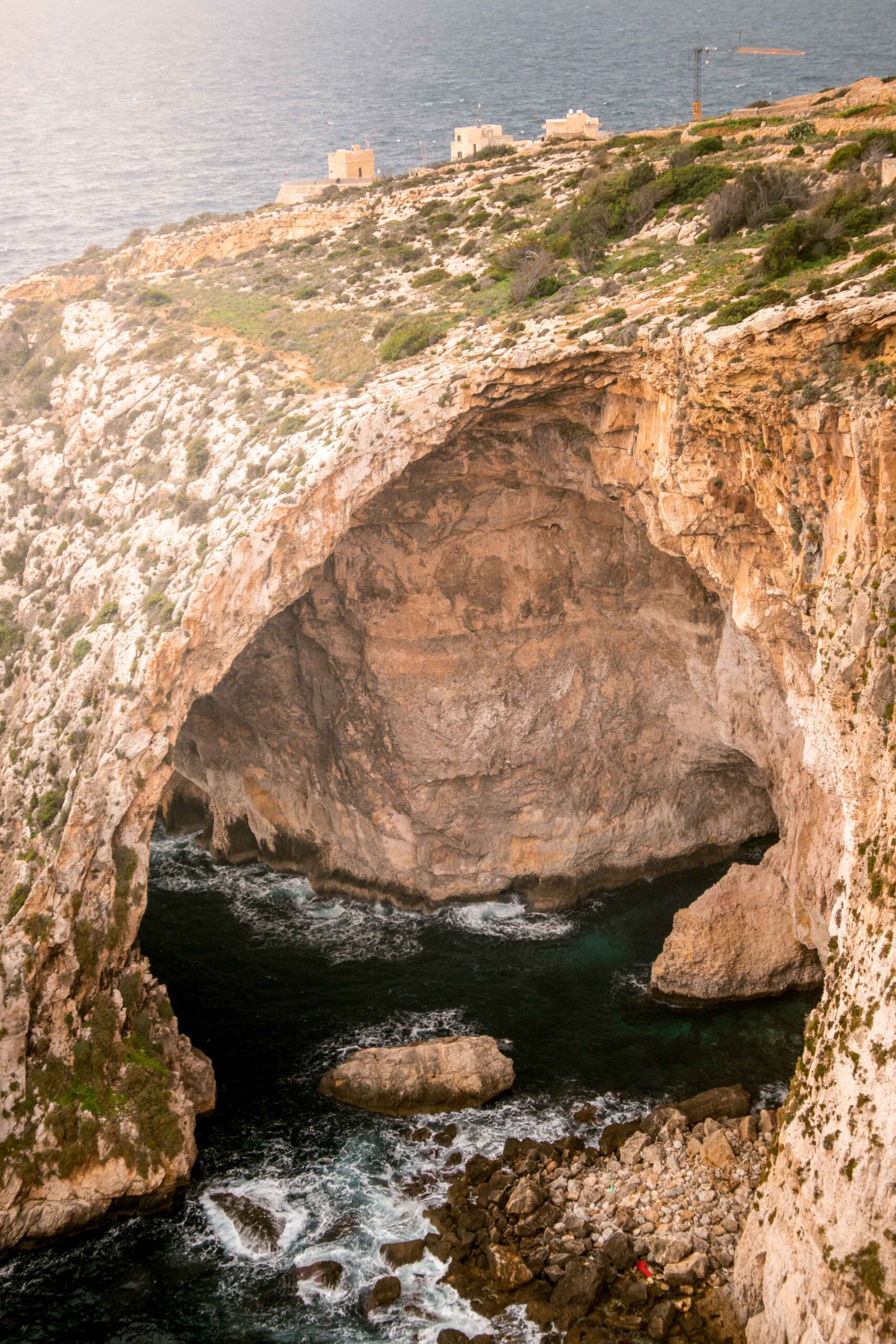 Inside of the Blue Grotto as seen from the Blue Wall and Grotto Viewpoint in Wied Iż-Żurrieq, Malta