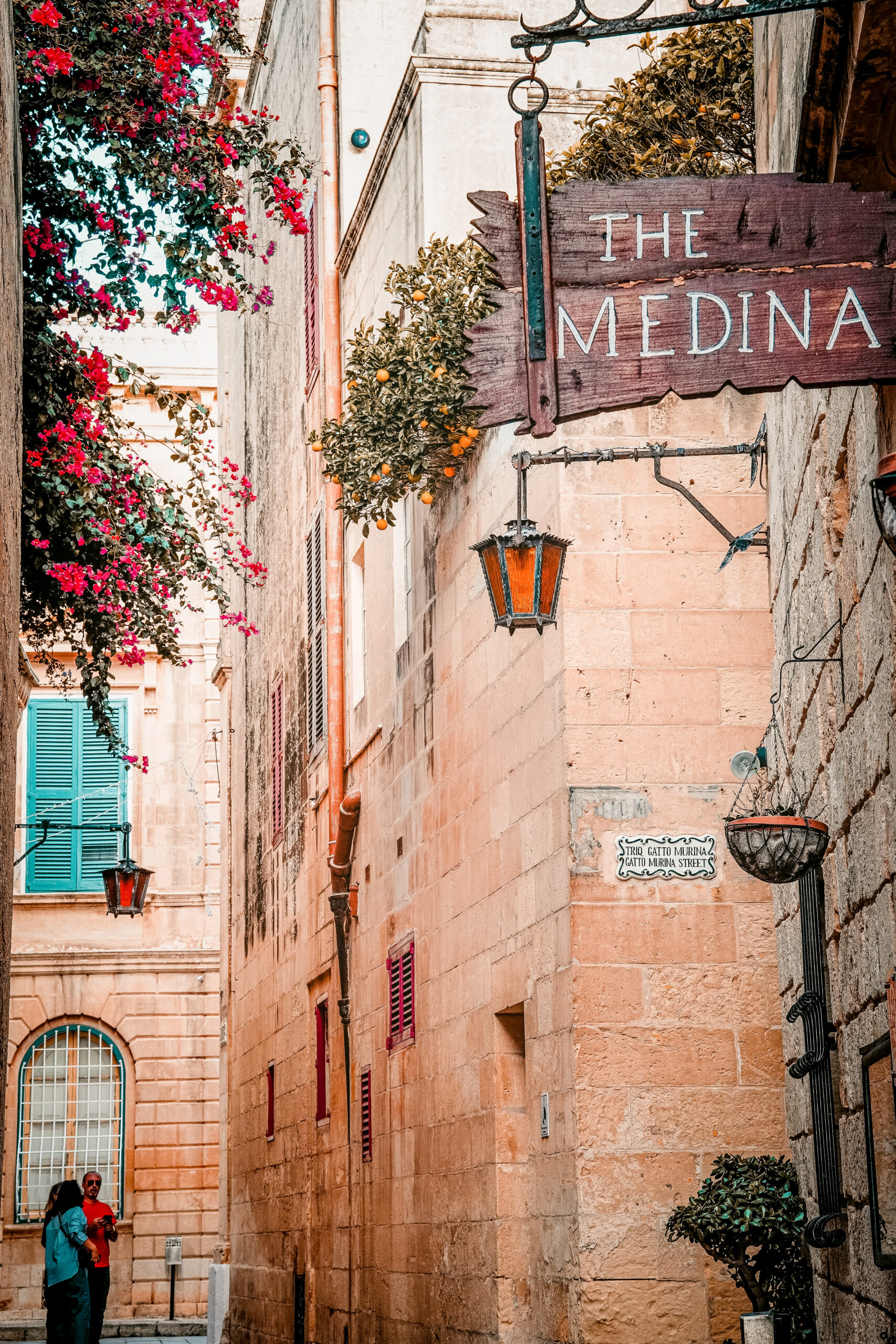 Narrow Gatto Murina street (Triq Gatto Murina) in the old town of Mdina, Malta