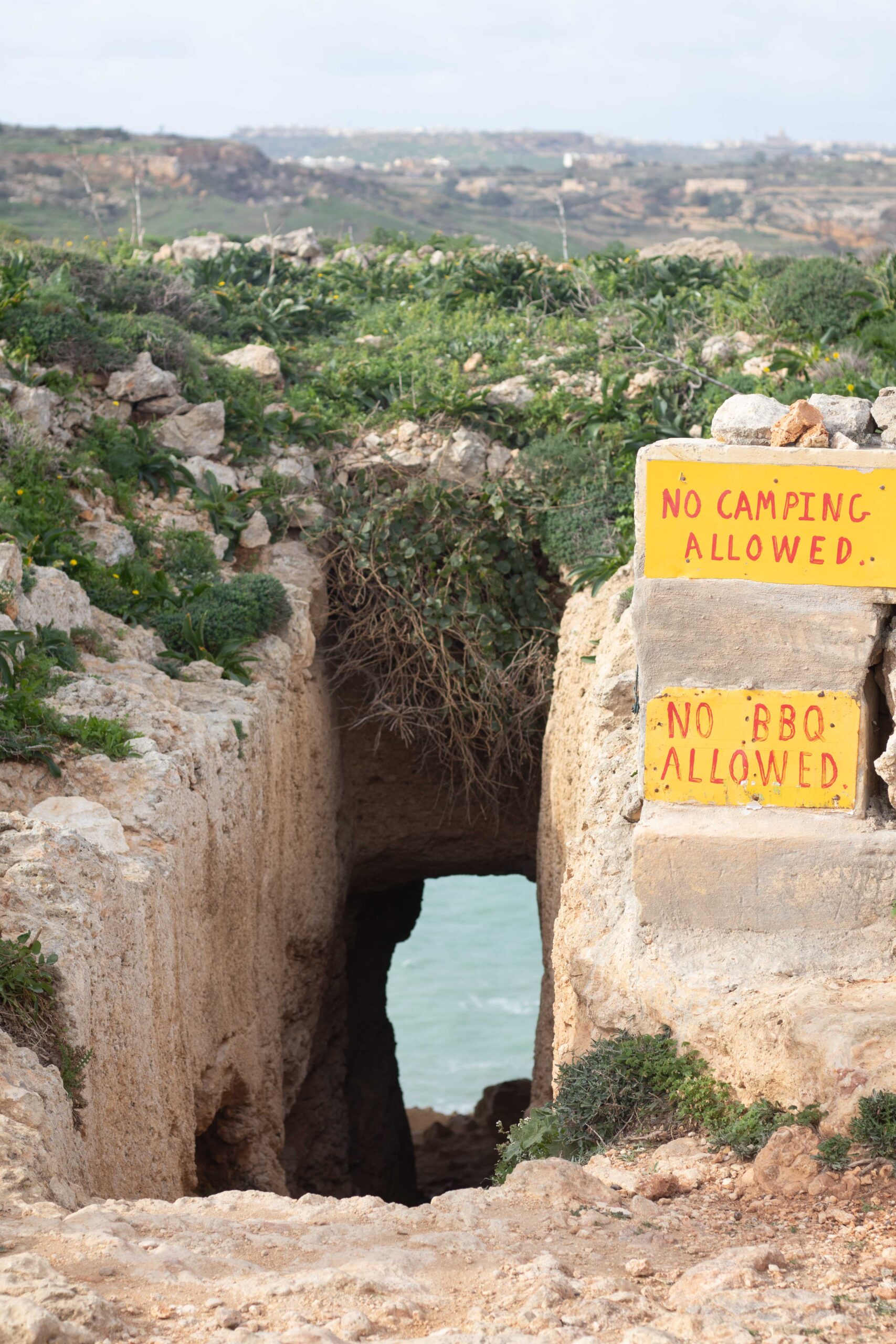 Entrance of Tal-Mixta cave on Gozo island, Malta
