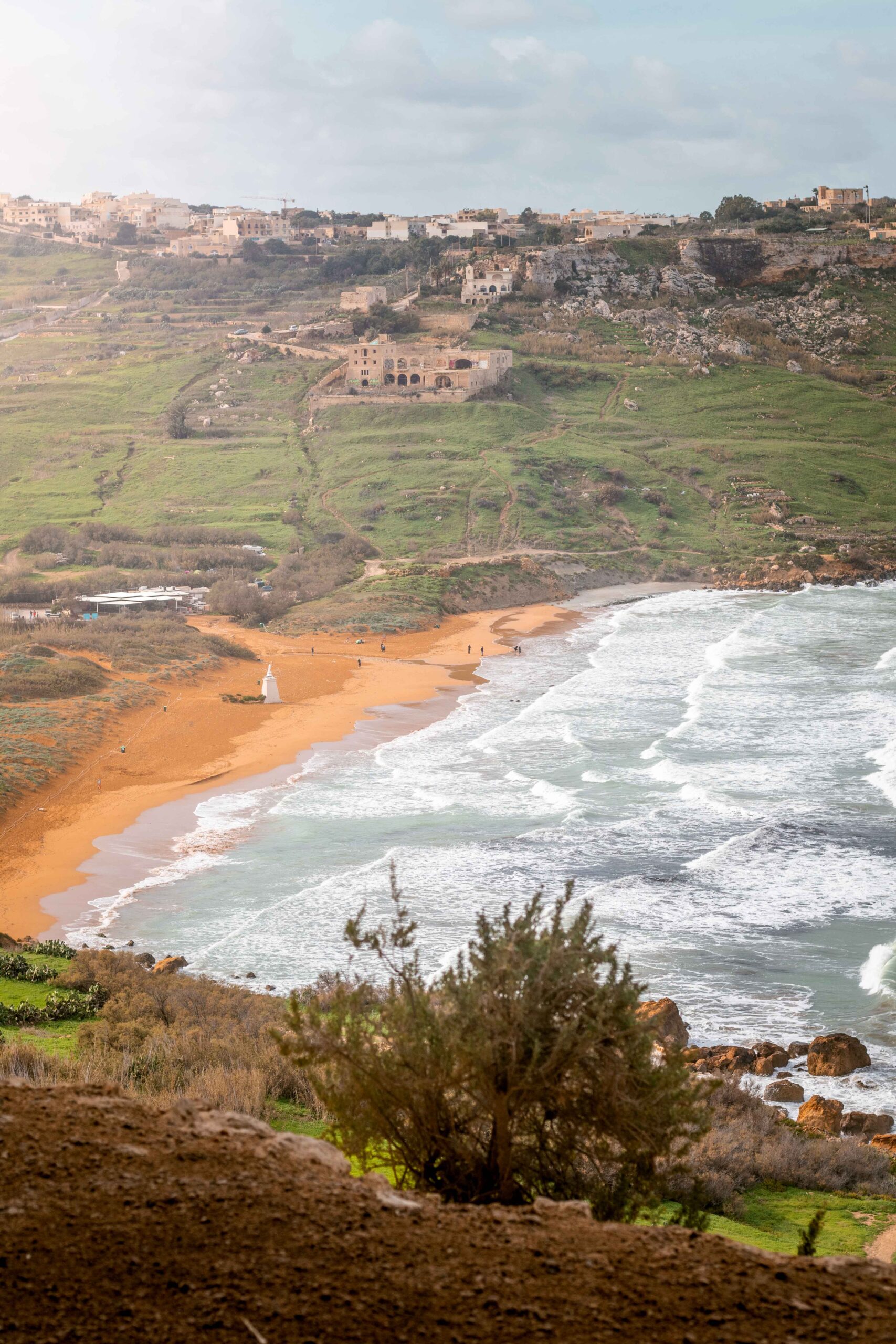 View of Ramla Beach from Tal-Mixta cave on Gozo island, Malta