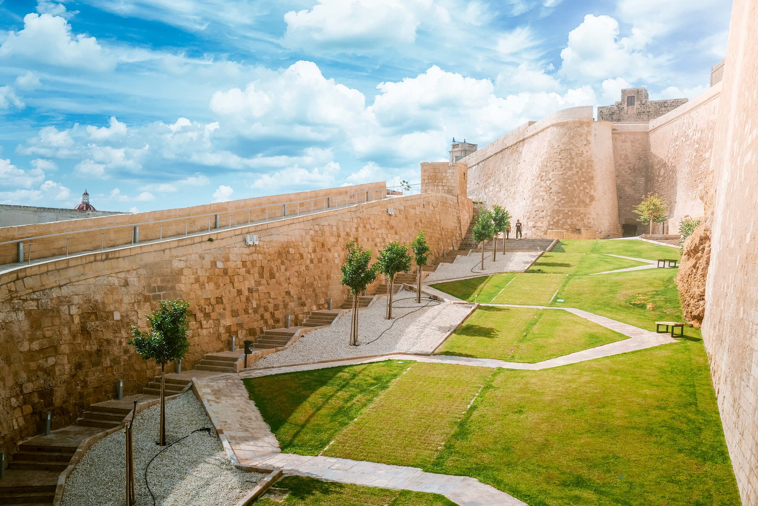 Gardens and walls of the Ciutadella in Victoria (Ir-Rabat) on Gozo island, Malta