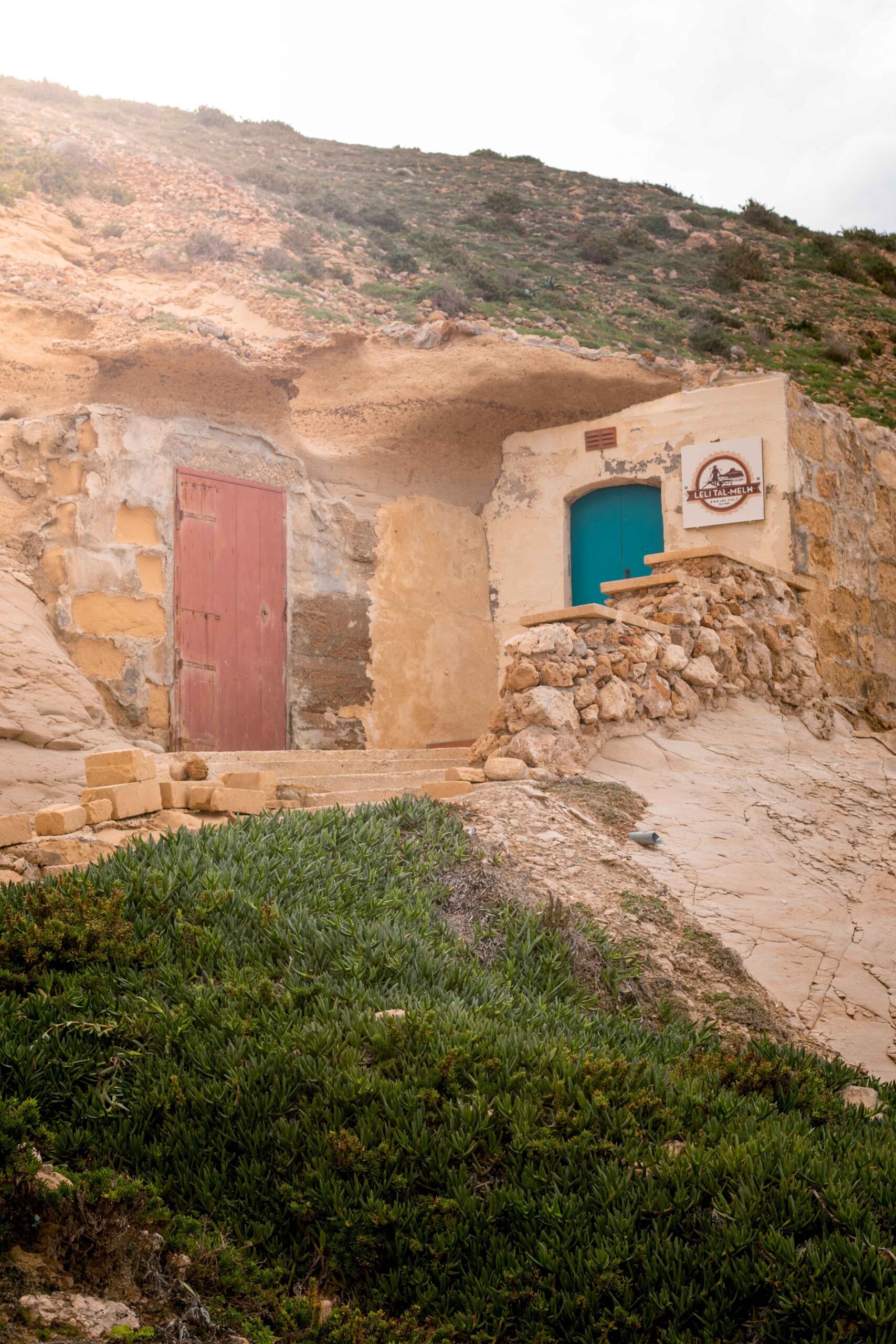 Traditional natural Xwejni sea salt shops at Xwejni Salt Pans in Gozo island, Malta
