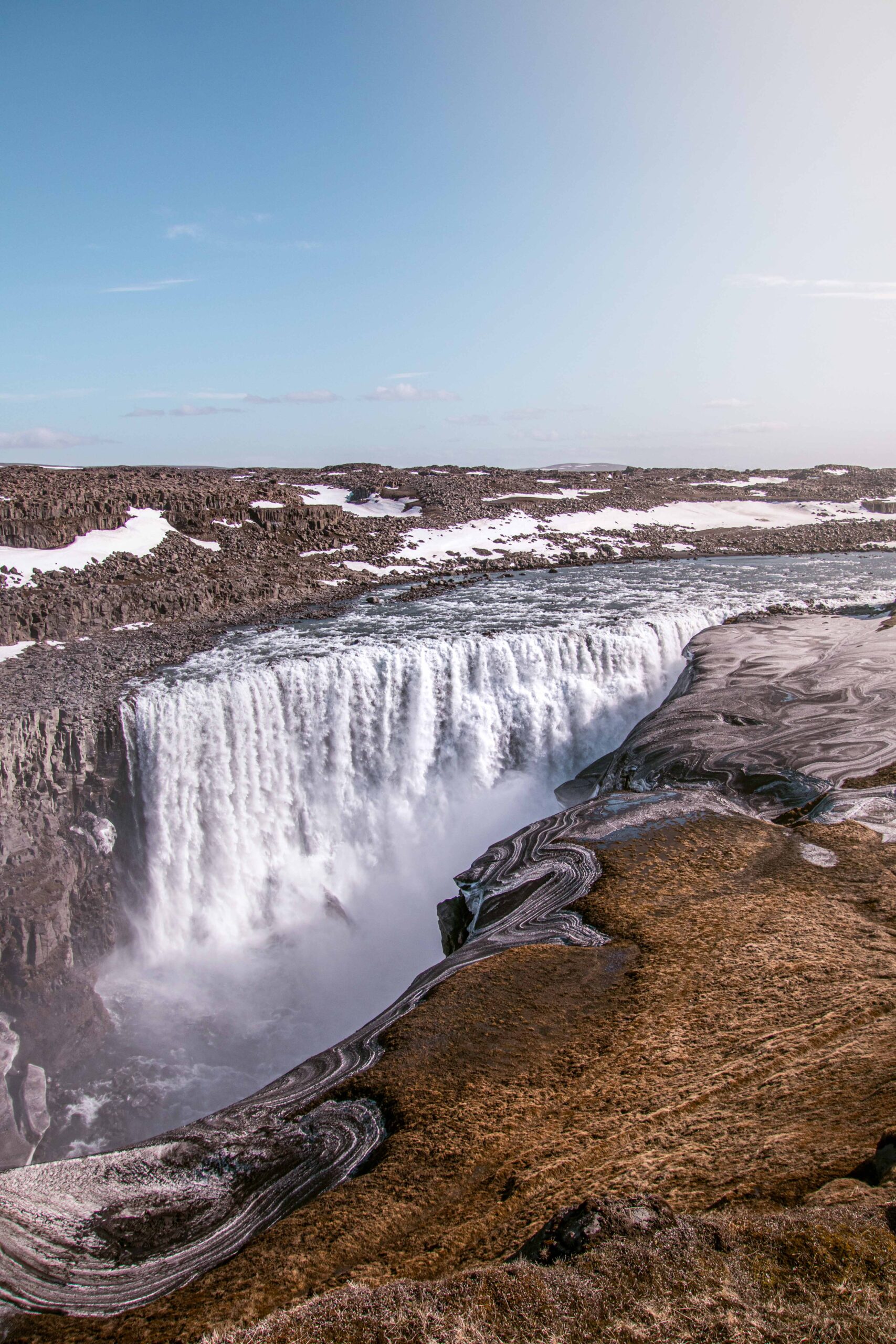 View of Dettifoss waterfall from East lookout, North Iceland