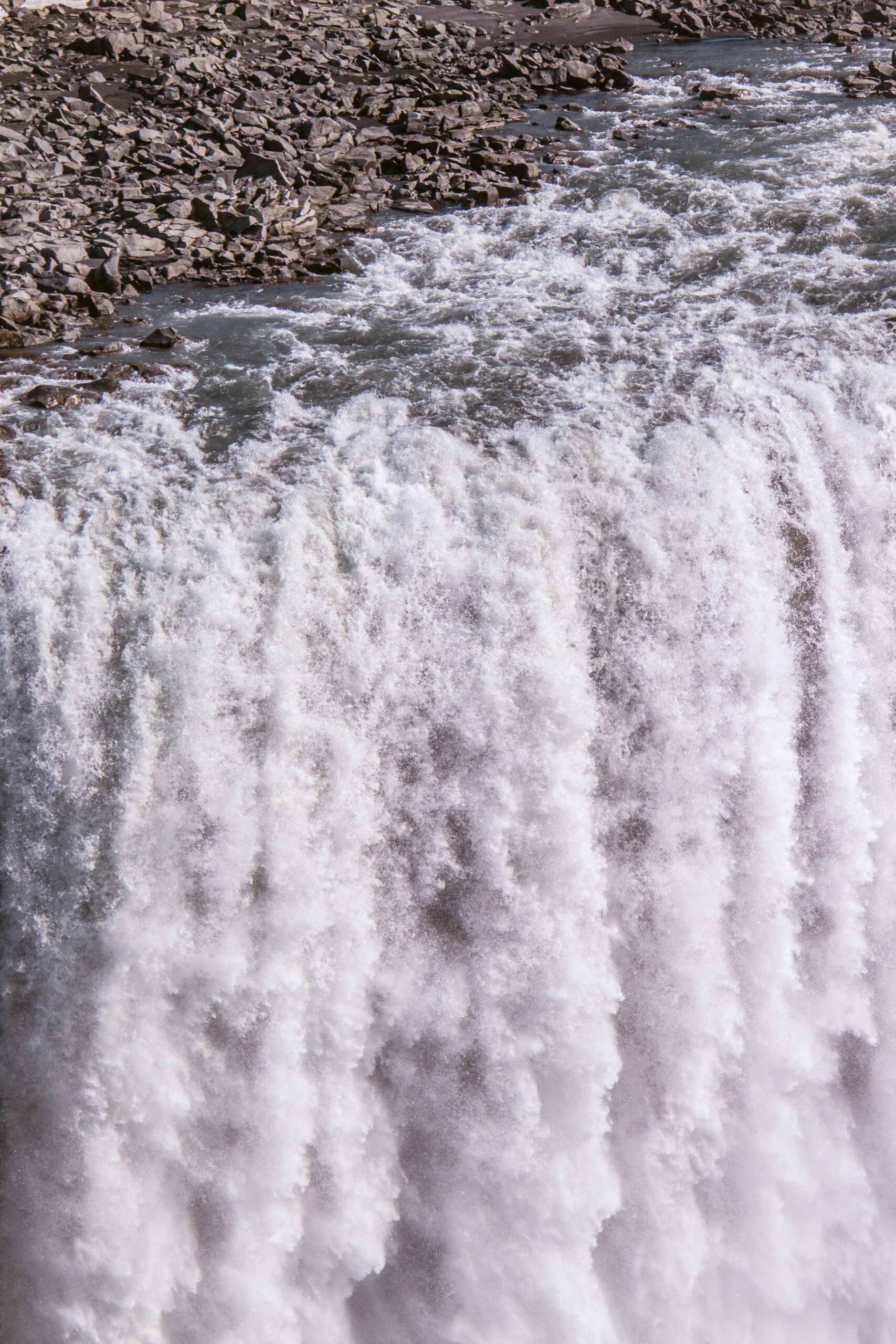 Macro view of Dettifoss waterfall from East lookout, North Iceland