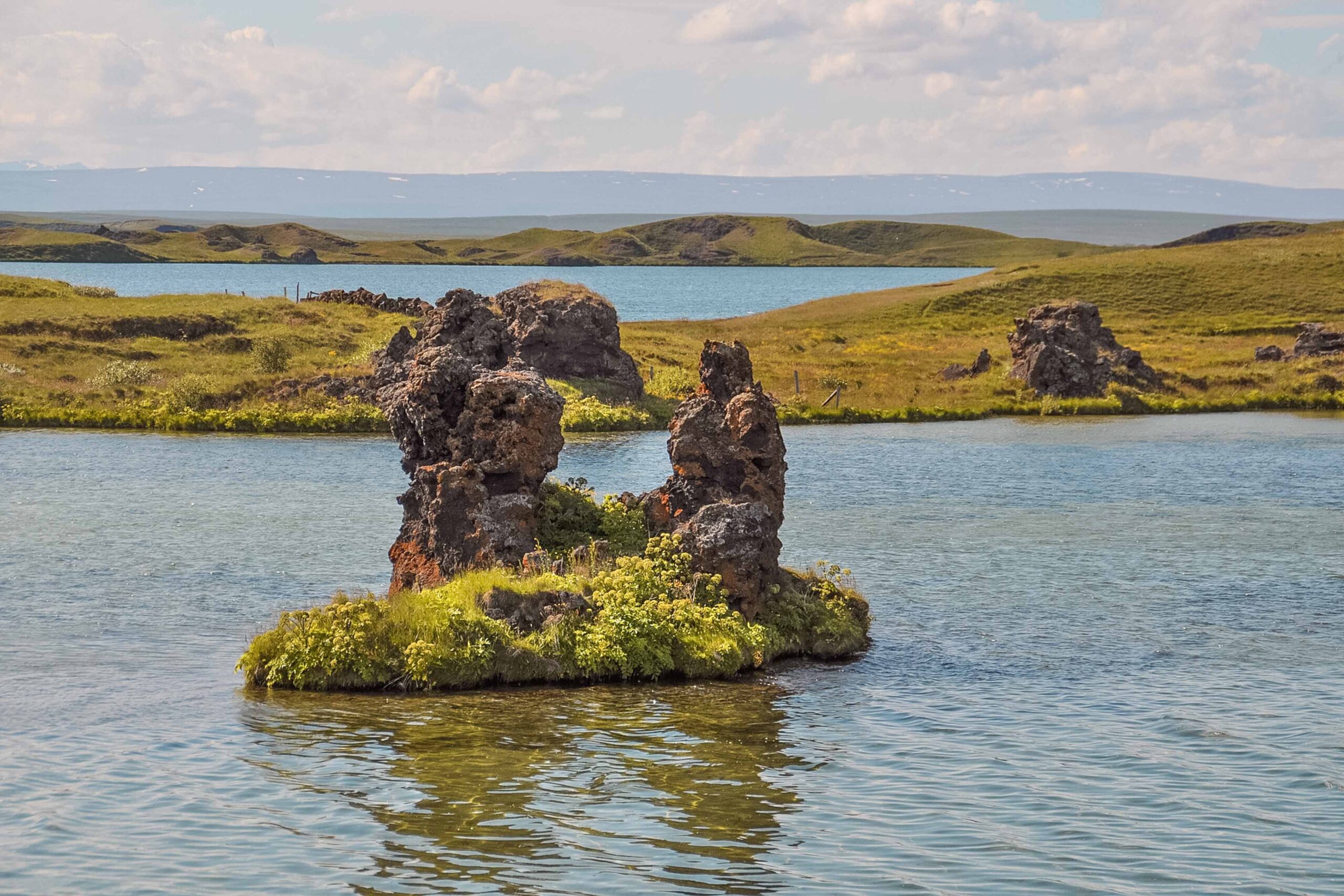 Klasar lava pillars on Kalfastrond peninsula in Lake Mývatn area, North Iceland