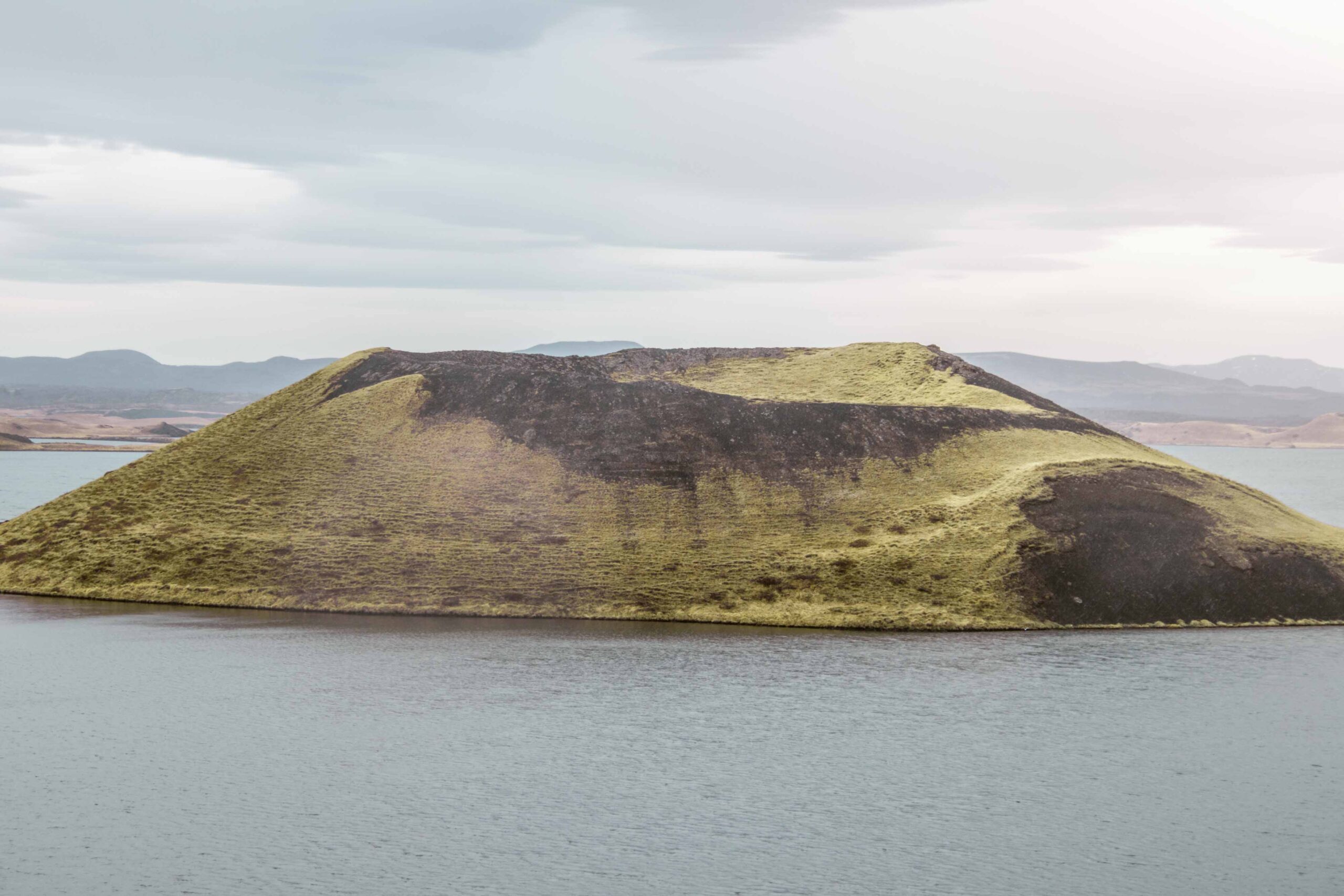 Up-close view of a pseudocrater at Skutustadagigar in Lake Mývatn area, North Iceland