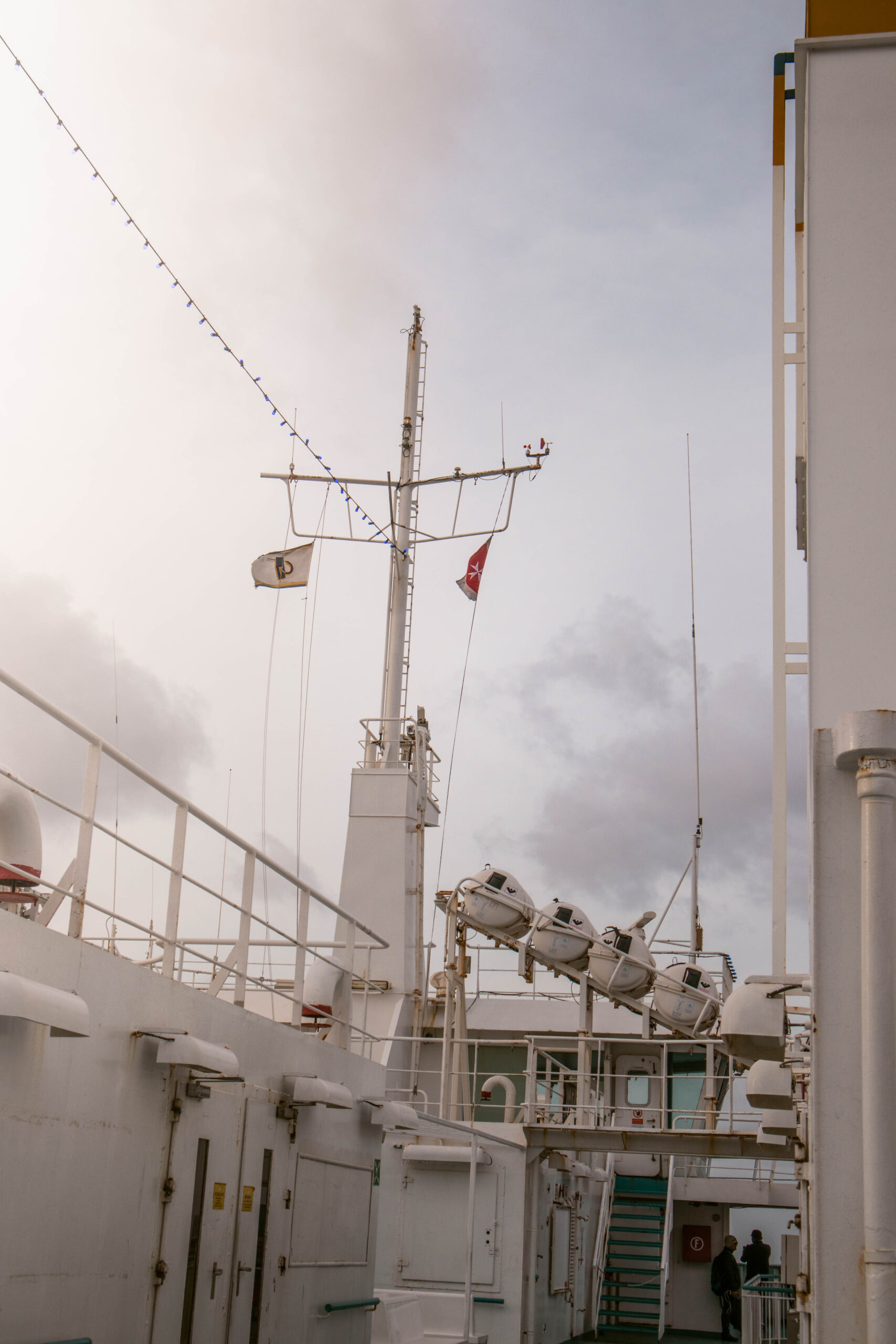 Mast on the upper deck of the Gozo Channel Ferry, Malta